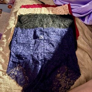 Lace Panties Set - Black, Red, Blue, Cream